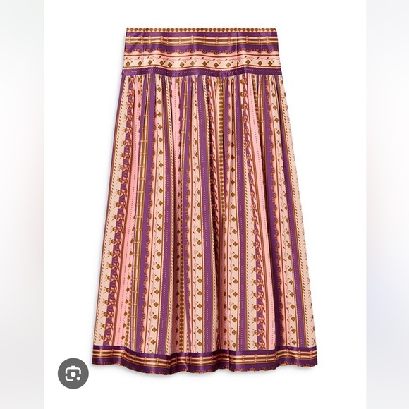 Tory Burch Silk Burnt Pleated Skirt - Picture 1 of 10
